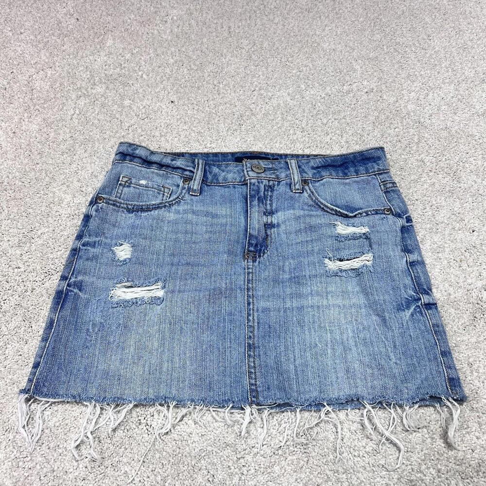 Aeropostale Distressed Light Blue Denim Mini Skirt